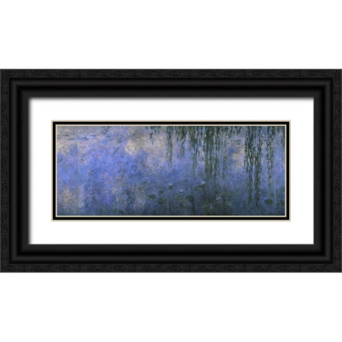 Water Lilies: Morning with Willows, c. 1918-26 - center panel Black Ornate Wood Framed Art Print with Double Matting by Monet, Claude