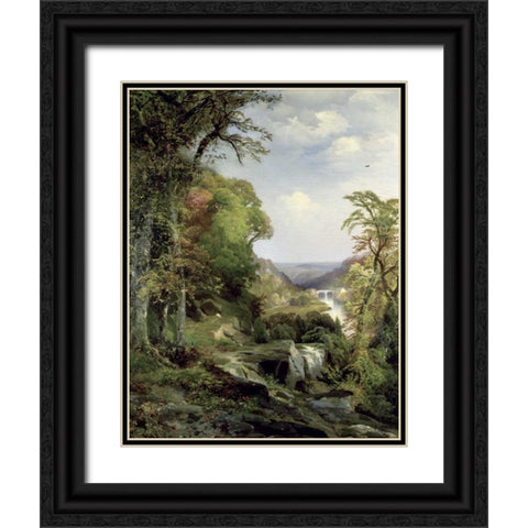 Along The Wissahickon Black Ornate Wood Framed Art Print with Double Matting by Moran, Thomas