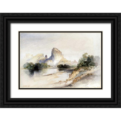 Castle Butte, Green River, Wyoming Black Ornate Wood Framed Art Print with Double Matting by Moran, Thomas