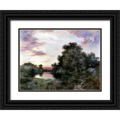 Sunset Black Ornate Wood Framed Art Print with Double Matting by Moran, Thomas