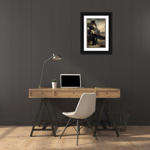 Orpheus Black Ornate Wood Framed Art Print with Double Matting by Moreau, Gustave