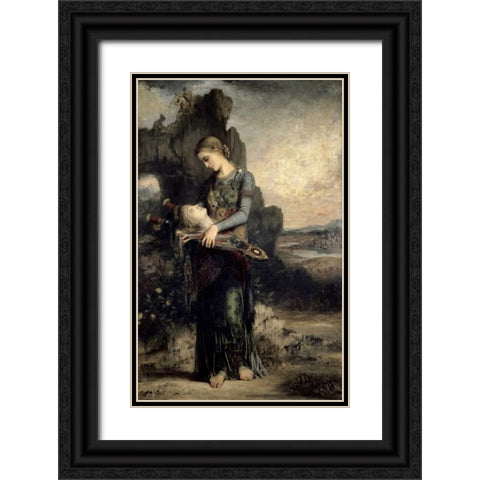Orpheus Black Ornate Wood Framed Art Print with Double Matting by Moreau, Gustave