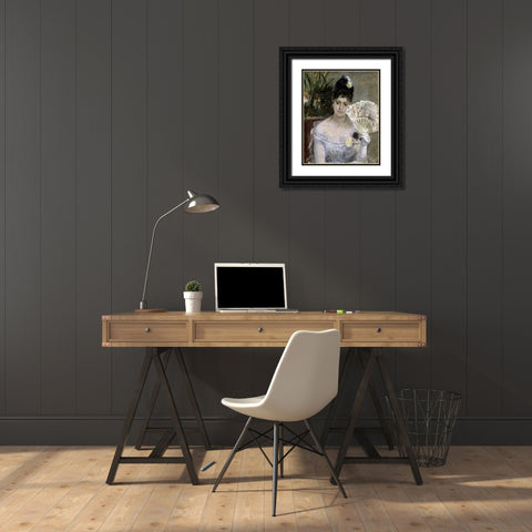 Young Lady at a Ball Black Ornate Wood Framed Art Print with Double Matting by Morisot, Berthe