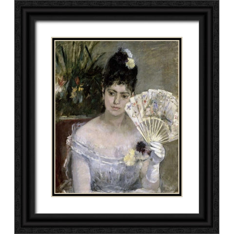 Young Lady at a Ball Black Ornate Wood Framed Art Print with Double Matting by Morisot, Berthe