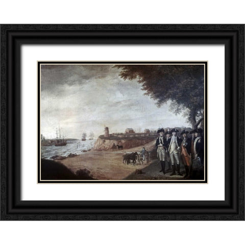Washington at Yorktown After Surrender, 1781 Black Ornate Wood Framed Art Print with Double Matting by Peale, James