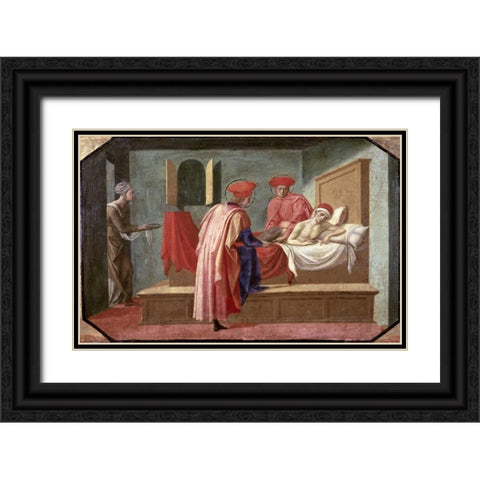 St. Cosmas and St. Damian Caring For a Patient Black Ornate Wood Framed Art Print with Double Matting by Pesellino, Francesco