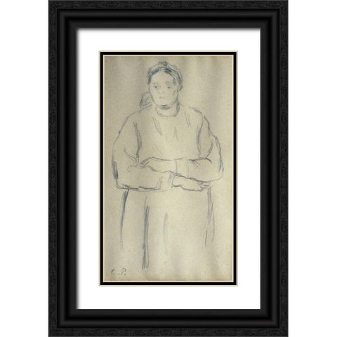 Peasant Black Ornate Wood Framed Art Print with Double Matting by Pissarro, Camille