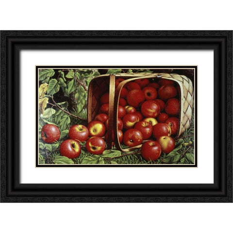 Basket of Apples Black Ornate Wood Framed Art Print with Double Matting by Prentice, Levi Wells