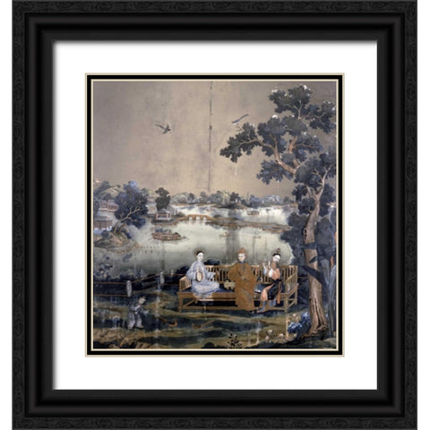 Mirror Painting Black Ornate Wood Framed Art Print with Double Matting by Emperor Qianlong