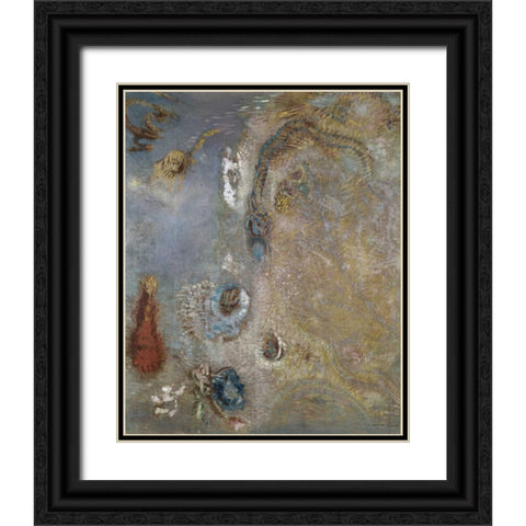 Abstract Fantasy Black Ornate Wood Framed Art Print with Double Matting by Redon, Odilion