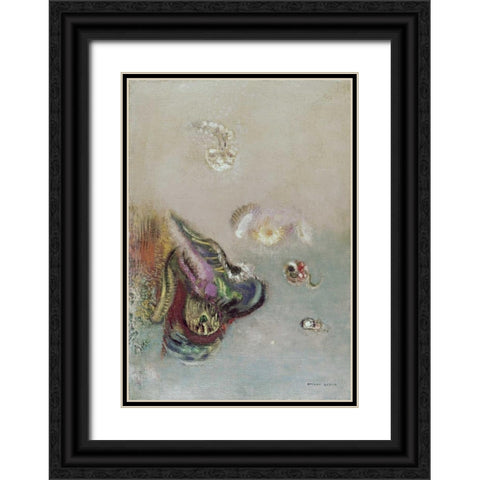Abstract Scene Black Ornate Wood Framed Art Print with Double Matting by Redon, Odilion