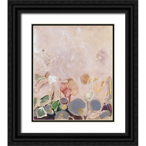 Flower Field Black Ornate Wood Framed Art Print with Double Matting by Redon, Odilion