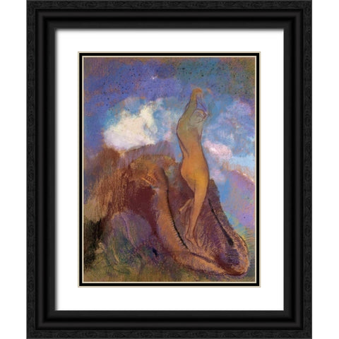 The Birth of Venus Black Ornate Wood Framed Art Print with Double Matting by Redon, Odilion