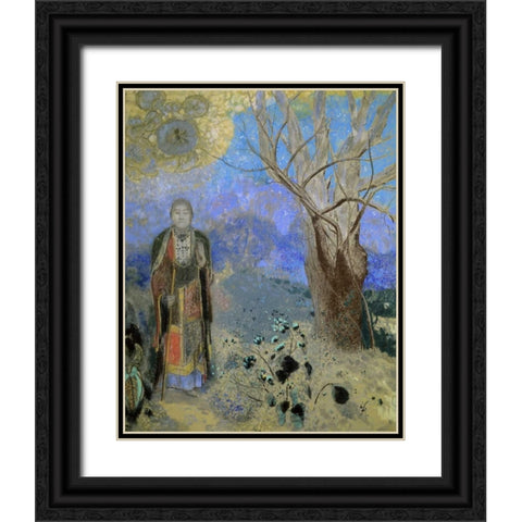 The Buddha Black Ornate Wood Framed Art Print with Double Matting by Redon, Odilion