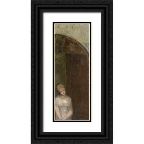 Young Woman Under an Arch Black Ornate Wood Framed Art Print with Double Matting by Redon, Odilion