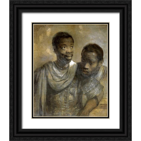 Two Black Men Black Ornate Wood Framed Art Print with Double Matting by Van Rijn, Rembrandt