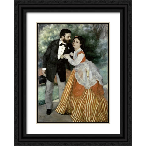 Alfred Sisley and His Wife Black Ornate Wood Framed Art Print with Double Matting by Renoir, Pierre-Auguste