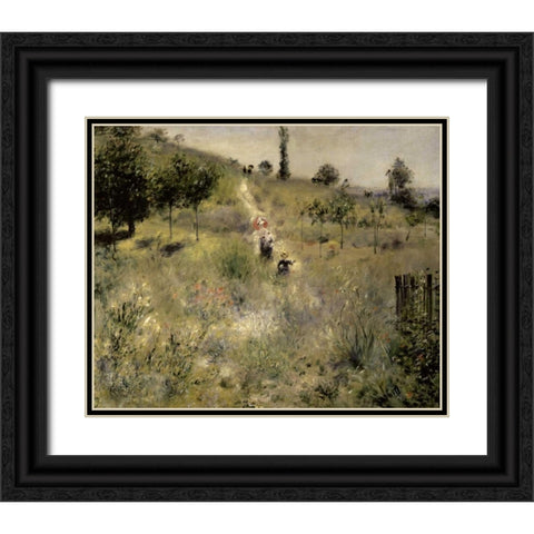 Path Through the Tall Grasses Black Ornate Wood Framed Art Print with Double Matting by Renoir, Pierre-Auguste