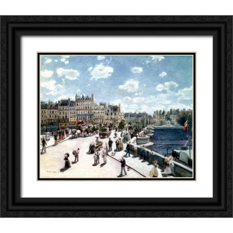 Pont Neuf, Paris Black Ornate Wood Framed Art Print with Double Matting by Renoir, Pierre-Auguste