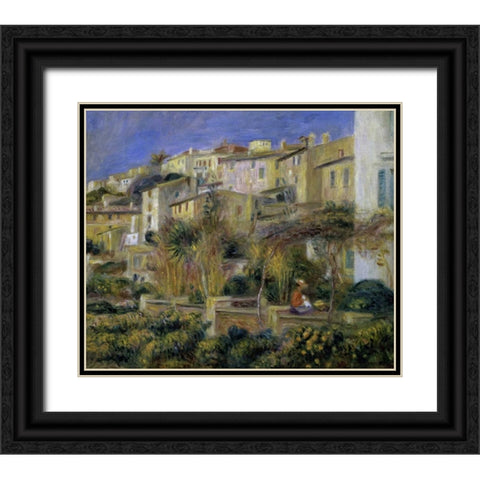 Terraces in Cagnes Black Ornate Wood Framed Art Print with Double Matting by Renoir, Pierre-Auguste