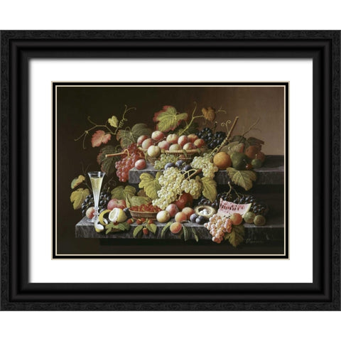 Bountiful Harvest Black Ornate Wood Framed Art Print with Double Matting by Roesen, Severin