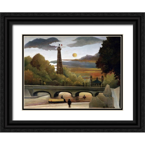 The Eiffel Tower Black Ornate Wood Framed Art Print with Double Matting by Rousseau, Henri
