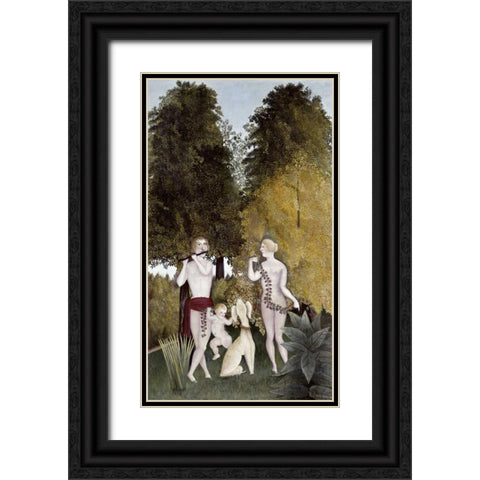 The Happy Quartet Black Ornate Wood Framed Art Print with Double Matting by Rousseau, Henri