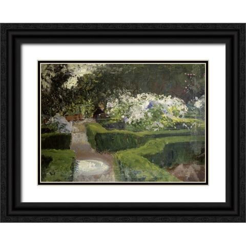 Garden at Granada Black Ornate Wood Framed Art Print with Double Matting by Sargent, John Singer