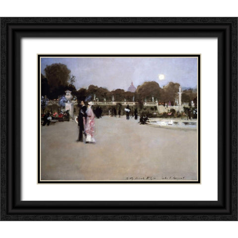 Luxembourg Gardens at Twilight Black Ornate Wood Framed Art Print with Double Matting by Sargent, John Singer