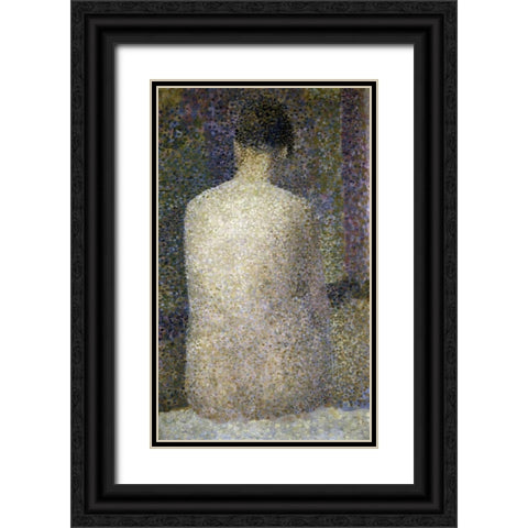 Pose From The Back Black Ornate Wood Framed Art Print with Double Matting by Seurat, Georges