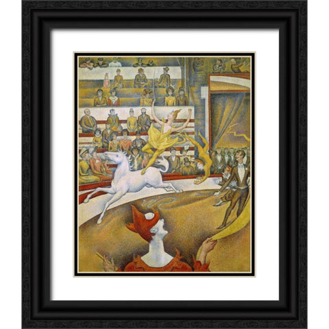 The Circus Black Ornate Wood Framed Art Print with Double Matting by Seurat, Georges