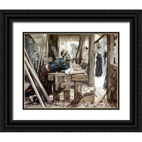 Anxiety of Joseph Black Ornate Wood Framed Art Print with Double Matting by Tissot, James Jacques