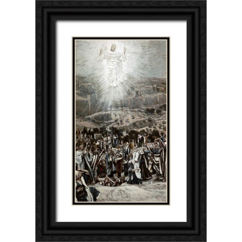 Ascension From The Mount of Olives Black Ornate Wood Framed Art Print with Double Matting by Tissot, James Jacques