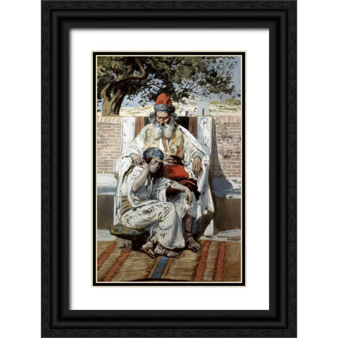 David and Abishag Black Ornate Wood Framed Art Print with Double Matting by Tissot, James Jacques