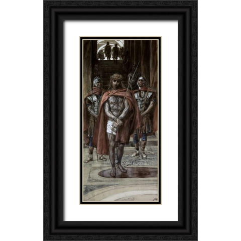 Jesus Leaves The Judgement Hall Black Ornate Wood Framed Art Print with Double Matting by Tissot, James Jacques