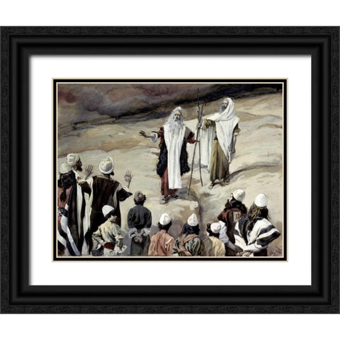 Moses Forbids The People To Follow Him Black Ornate Wood Framed Art Print with Double Matting by Tissot, James Jacques