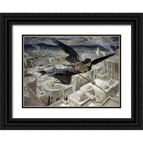 The Slaying of the Assyrians Black Ornate Wood Framed Art Print with Double Matting by Tissot, James Jacques