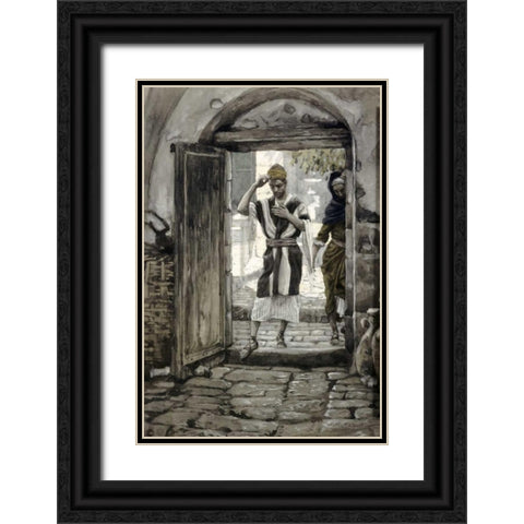 When Ye Come Into a House Salute It Black Ornate Wood Framed Art Print with Double Matting by Tissot, James Jacques