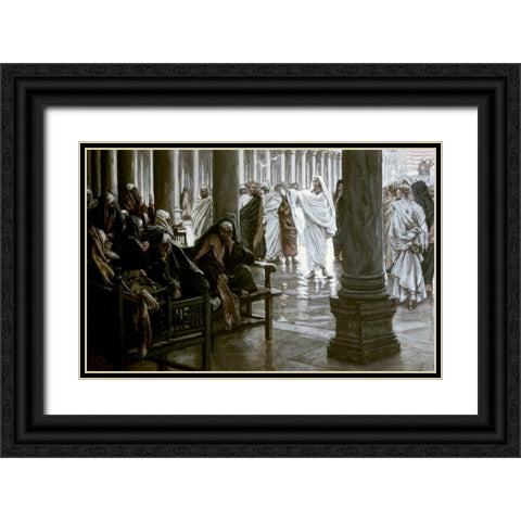 Woe Unto You Scribes and Pharisees Black Ornate Wood Framed Art Print with Double Matting by Tissot, James Jacques