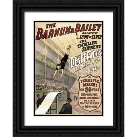 Barnum and Bailey - Desperados Terrible Leap Black Ornate Wood Framed Art Print with Double Matting by Unknown