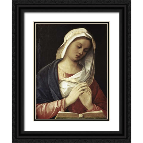 Madonna In Prayer Black Ornate Wood Framed Art Print with Double Matting by Unknown