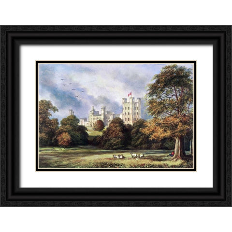 Penrhyn Castle, Carnarvonshire Black Ornate Wood Framed Art Print with Double Matting by Unknown