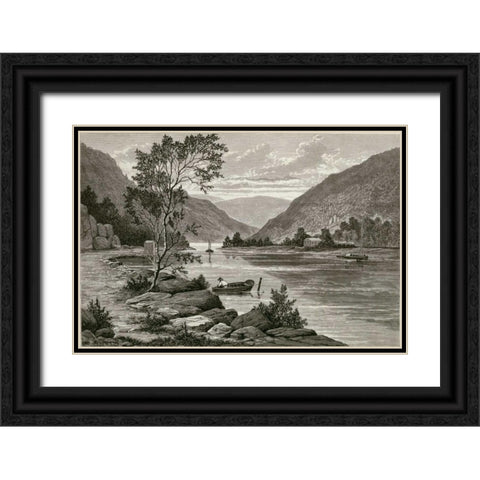 Ramapo River Black Ornate Wood Framed Art Print with Double Matting by Unknown