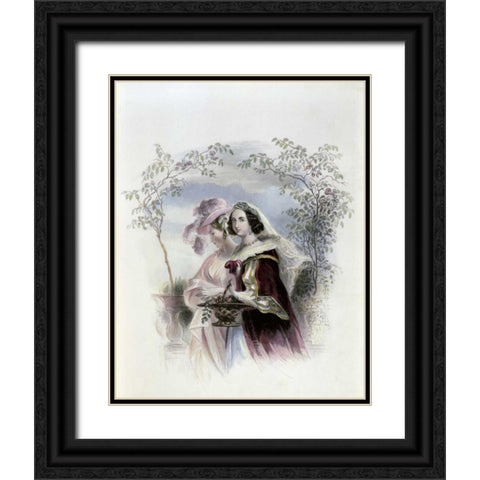 Rose Acacia Black Ornate Wood Framed Art Print with Double Matting by Unknown