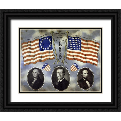 Stars and Stripes Forever Black Ornate Wood Framed Art Print with Double Matting by Unknown