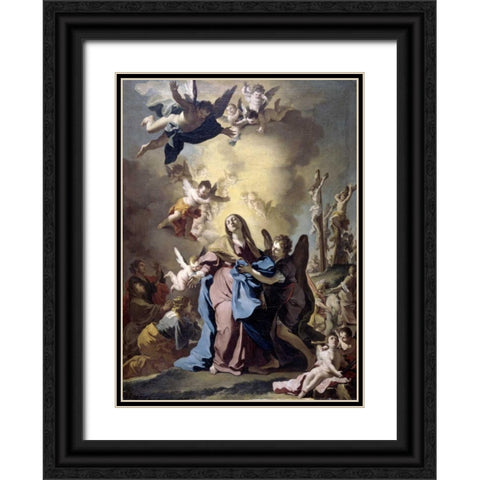 The Virgin Swooning on Calvary Black Ornate Wood Framed Art Print with Double Matting by Vaccaro, Domenico Antonio