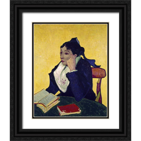 LArlesienne: Madame Joseph Michel Ginoux Black Ornate Wood Framed Art Print with Double Matting by Van Gogh, Vincent