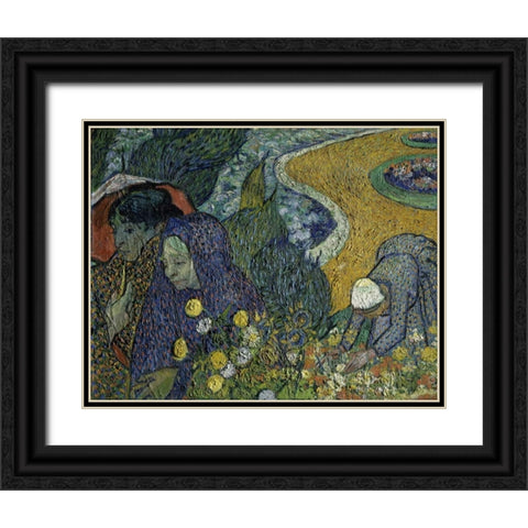 Memories of the Garden at Essen Black Ornate Wood Framed Art Print with Double Matting by Van Gogh, Vincent
