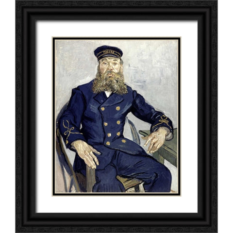 Portrait of Joseph Roulin Black Ornate Wood Framed Art Print with Double Matting by Van Gogh, Vincent