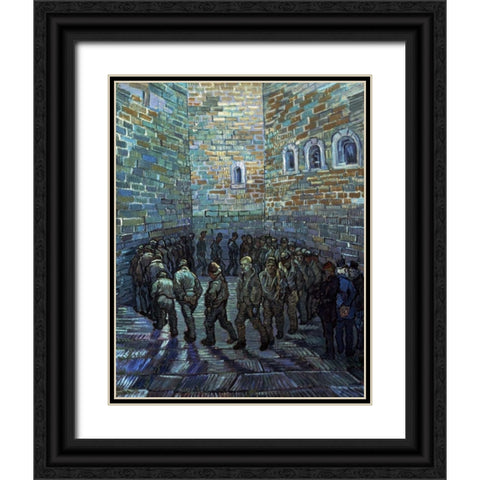 Prisoners Exercising - After Dore Black Ornate Wood Framed Art Print with Double Matting by Van Gogh, Vincent